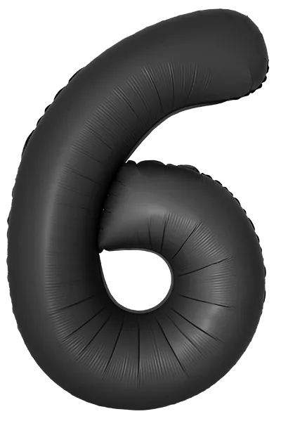 И 40"/102см Цифра, 6, Slim, Черный, Сатин, 1 шт. в уп.(Испания)