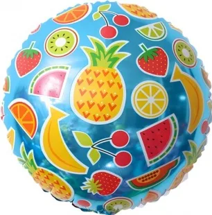 F 18"/46см   Круг, Фруктовое ассорти, Голубой, 1 шт. / (Китай)
