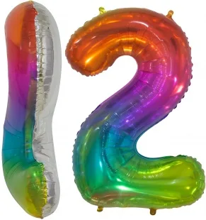 F (34''/86 см) Цифра, 2, Мармеладный леденец, Градиент, в упаковке 1 шт. (Китай)