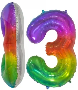 F (34''/86 см) Цифра, 3, Мармеладный леденец, Градиент, в упаковке 1 шт. (Китай)