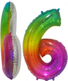 F (34''/86 см) Цифра, 6, Мармеладный леденец, Градиент, в упаковке 1 шт. (Китай)