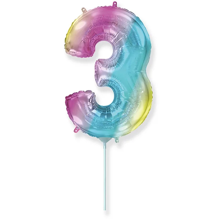 И 16"/41 см  Цифры "3" Радуга металлик / 1 шт. / Испания