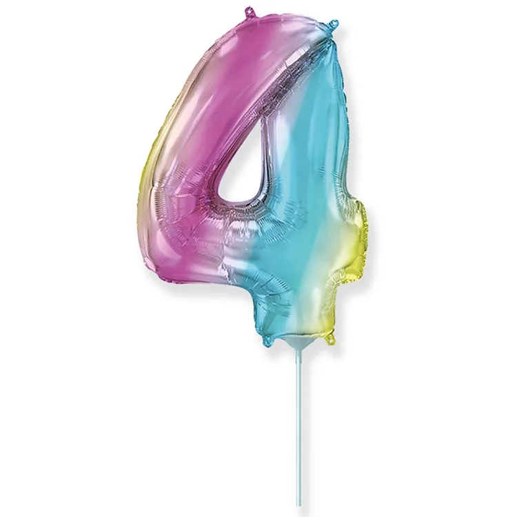 И 16"/41 см  Цифры "4" Радуга металлик / 1 шт. / Испания