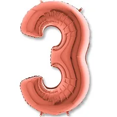 G 40"/102см Цифра "3", Розовое Золото, 1 шт. (Италия)