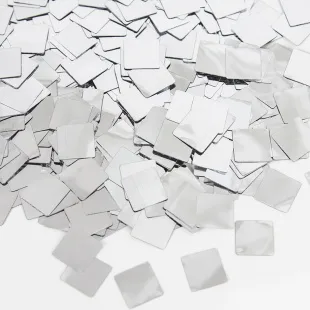 Конфетти фольга Квадрат, Серебро, Металлик, 1 см, 50 г.