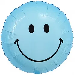 F 18"/46см Круг, Смайл, Голубой, 1 шт. (Китай)