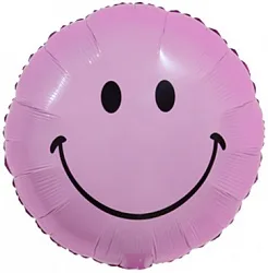 F 18"/46см Круг, Смайл, Розовый, 1 шт. (Китай)