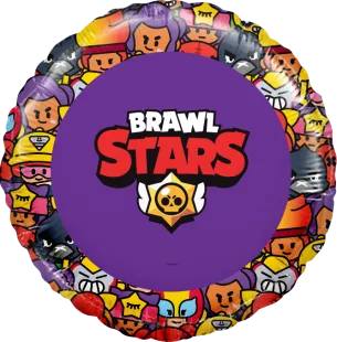 Р 18"46см  Круг, Brawl Stars, Команда бойцов, дизайн №1, Фиолетовый, 1 шт. в упак. (Россия)