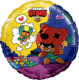 Р 18"46см Круг, Brawl Stars №4, Леон и Нита, 1 шт. в упак. (Россия)