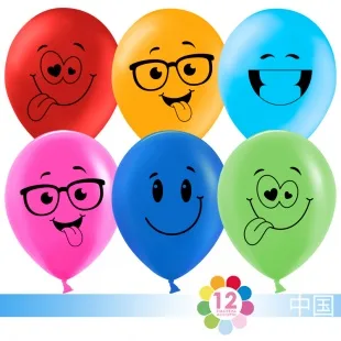 К 12"/30см Смайл) , Ассорти, пастель, 2 ст, 50 шт./(Китай)