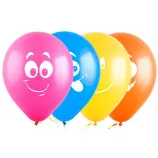 Т 12" Забавные мордашки (4 дизайна)  Ассорти Пастель / уп. 100 шт. / Турция