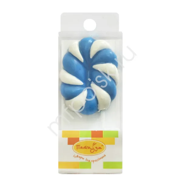 Свеча цифра "0" Леденец голубой 4,8 см./1 шт.