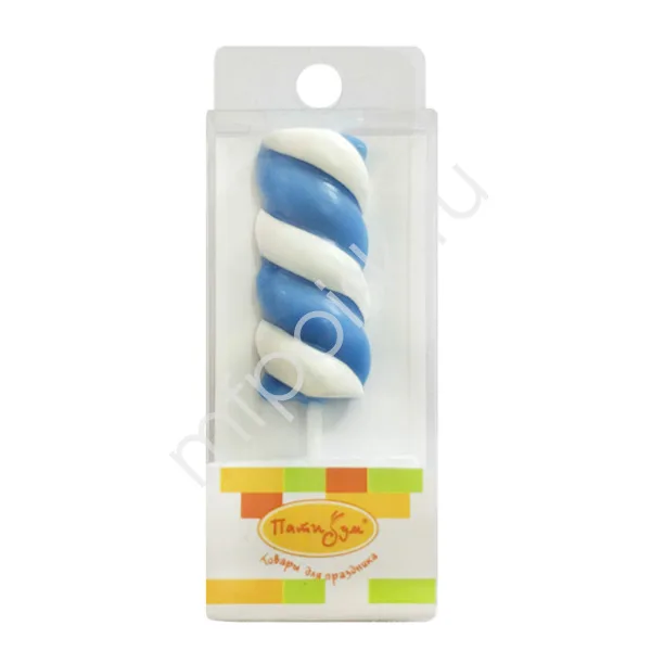 Свеча цифра "1" Леденец голубой 4,8 см./1 шт.