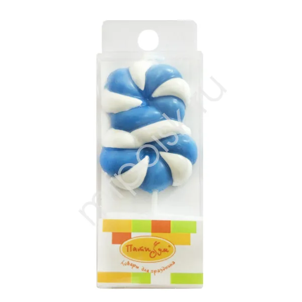 Свеча цифра "8" Леденец голубой 4,8 см./1 шт.