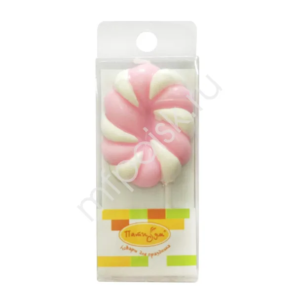 Свеча цифра "0" Леденец розовый 4,8 см./1 шт.