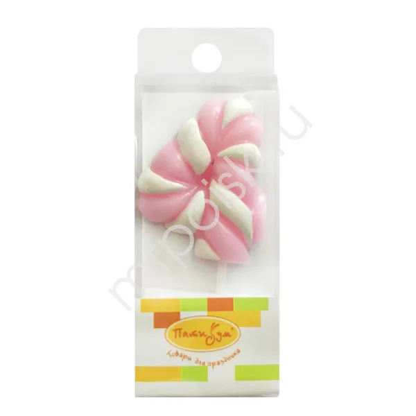 Свеча цифра "4" Леденец розовый 4,8 см./1 шт.