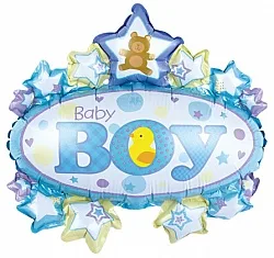 F 16"/41см Овал Это Мальчик, Голубой, 1 шт.(Китай)