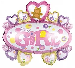 F 16"/41см Овал Это Девочка, Розовый, 1 шт.(Китай)