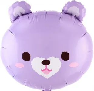 F 22''/56 см  Голова, Милый медведь, Сиреневый, 1 шт. (Китай)