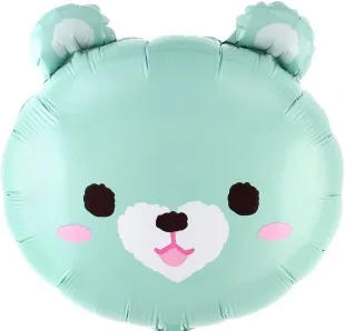 F 22''/56 см  Голова, Милый медведь, Мятный, 1 шт. (Китай)