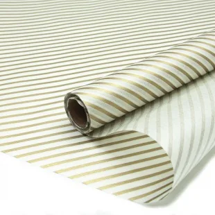 Фетр ламинированный (0,6*5 м) Золотая полоска, Белый, 1 шт.