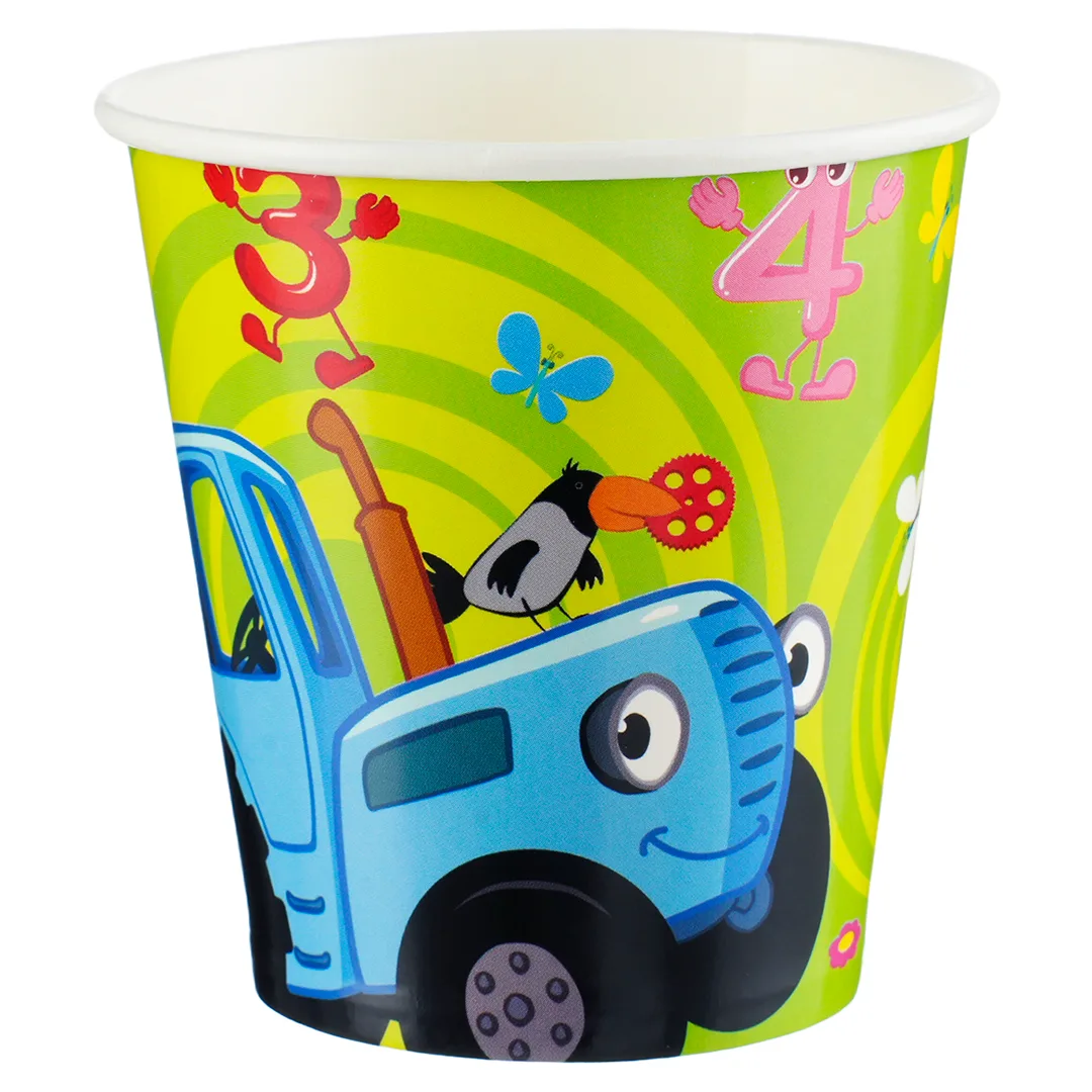 Стаканы (250 мл) Синий трактор, С Днем Рождения!, Зеленый, 6 шт.