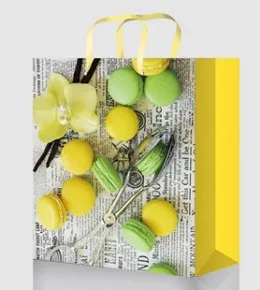 OPTIMA Пакет подарочный Желтые и зеленые макаруны (М) 18 х 23 х 10
