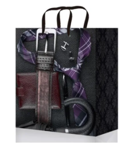 Пакет подарочный Аксессуары настоящего джентельмена (L) 26.4х32.7х13.6