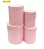 Набор круглых коробок 4 в 1 Розовый (23*23*25см-15*15*20см) под цветы