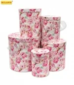 Набор круглых коробок 5 в 1 Нежные пионы (30х30х30см - 15х15х20см)