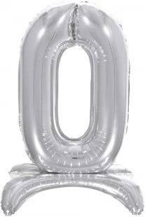 F 32"/81см Цифра "0" , Серебро, на подставке, 1 шт. (Китай)