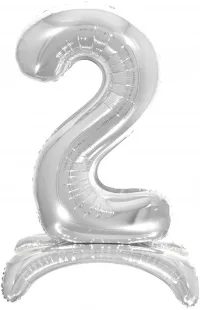 F 32"/81см Цифра "2" , Серебро, на подставке, 1 шт. (Китай)