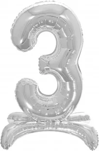 F 32"/81см Цифра "3" , Серебро, на подставке, 1 шт. (Китай)