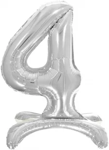 F 32"/81см Цифра "4" , Серебро, на подставке, 1 шт. (Китай)