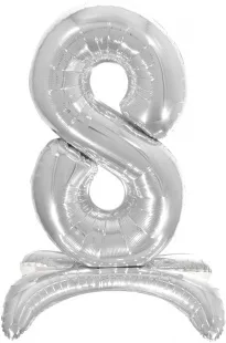 F 32"/81см Цифра "8" , Серебро, на подставке, 1 шт. (Китай)