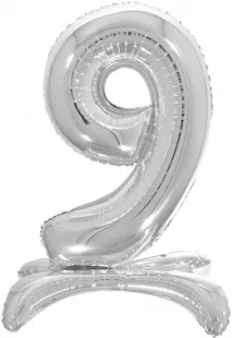 F 32"/81см Цифра "9" , Серебро, на подставке, 1 шт. (Китай)