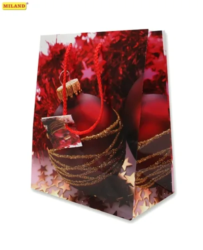 Пакет подарочный Красный новогодний шар (М) 12 шт