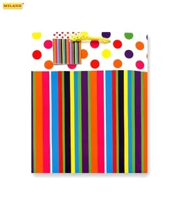 Пакет подарочный Яркие полоски и горошек (М) 18 х 23 х 10