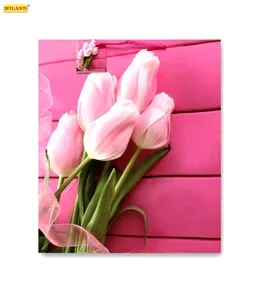 Пакет подарочный Розовые тюльпаны (L) 26 х 33 х 14