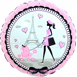 F 18"/46см Круг "Парижанка" Розовый/ 1 шт./ (Китай)