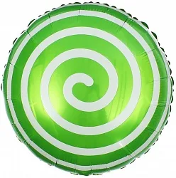 F 18"/46см Круг, Леденец Спираль, Зеленый /1 шт./(Китай)