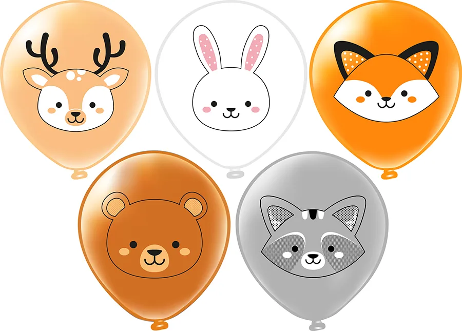 Б 12"/30см Лесные друзья! 5 дизайнов/25 шт./(Таиланд)