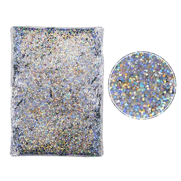 Глиттер "Блестки" лазерный серебряный 1 мм/100 г./ (Китай)
