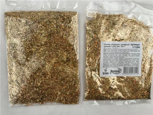 Глиттер "Полоски" лазерный Золотой 1,5*0,2 мм/30 г./ (Китай)