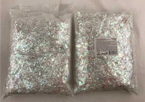 Конфетти Дробленые голографические белые/ 250 г./(Китай)