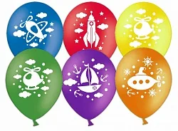 К 12"/30см Транспорт , Пастель, Ассорти, 2 ст. / 50 шт.(Китай)