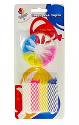 Свечи цветные с держателями 24 шт.