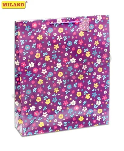 Пакет подарочный Разноцветные цветы (ХХL) 47 х 40 х 14