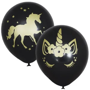 М 12"/30см Единорог, Металлик, Черный, 25 шт.(Мексика)