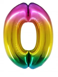 F 34"/86 см Цифра "0" Яркая радуга, Градиент, в упаковке, 1 шт. (Китай)